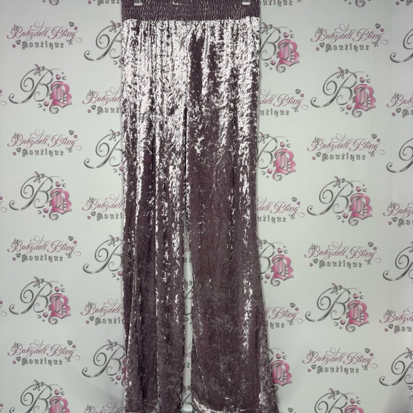 Playboy pants shiny pink velour, velvet with bunny logo embroidery on the side - Picture 4 of 10